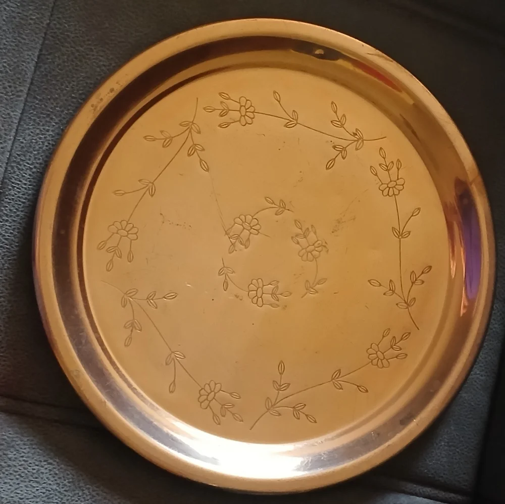Vintage Princess House No. 301 Floral Engraved Copper Serving Tray